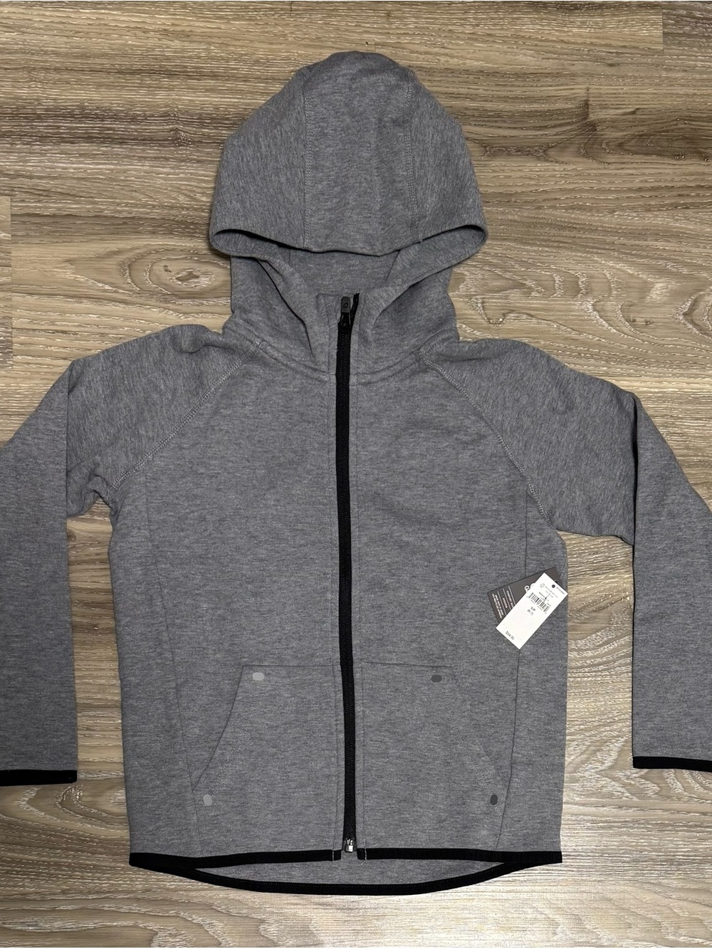 Size S (6-7) - GAP Tech Kids' Gray Zip-Up Hoodie Jacket - Casual Everyday Top